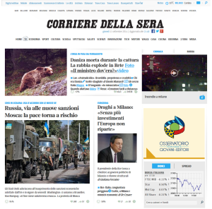 La home page del Corriere della Sera